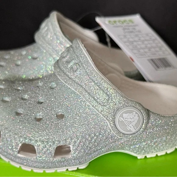 CROCS Kids Sparkly White Water Shoes - Picture 2 of 9